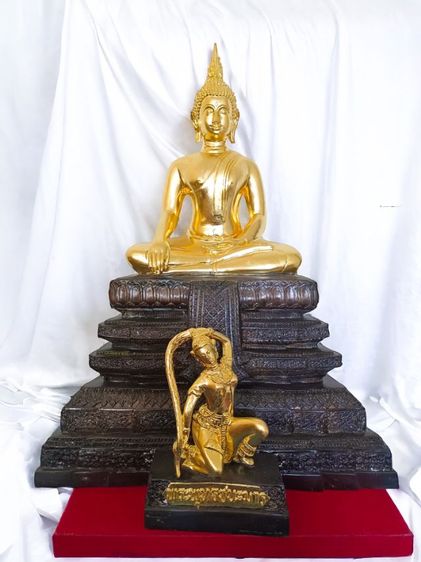 พระพุทธชนะมาร วัดธรรมบันดาล รุ่นแรก ปี2535 หน้าตัก9นิ้ว เนื้อโลหะ ปิดทองบางส่วน สวยมาก