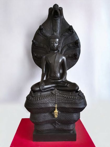 พระพุทธนาคปรก พระนาคปรก ฐานทิพย์ สธ. ปี 2538 เนื้อโลหะรมดำ หน้าตัก9นิ้ว