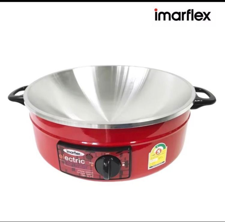กระทะไฟฟ้า Imarflex พร้อมที่นึ่งสีแดง รูปที่ 4
