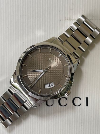 GUCCI G-Timeless Automatic Watch YA126412 SS Gold Dial Men’s Watch  รูปที่ 6