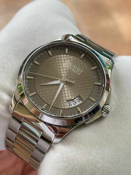 น้ำตาล GUCCI G-Timeless Automatic Watch YA126412 SS Gold Dial Men’s Watch 