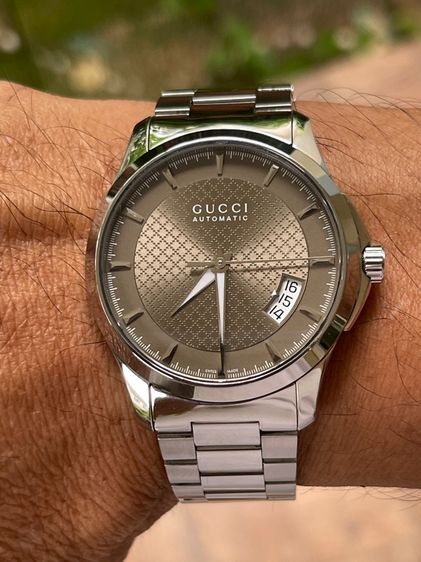 GUCCI G-Timeless Automatic Watch YA126412 SS Gold Dial Men’s Watch  รูปที่ 13