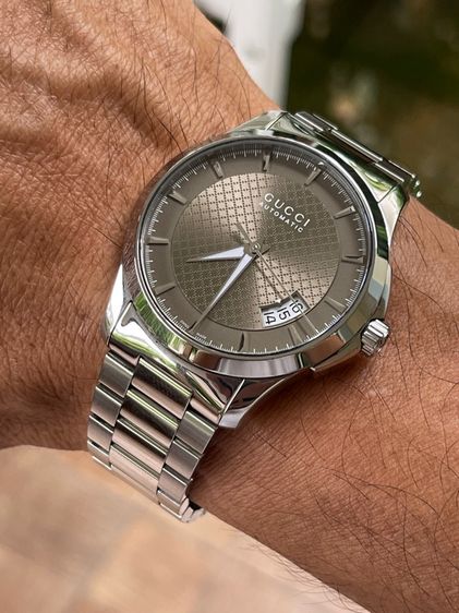 GUCCI G-Timeless Automatic Watch YA126412 SS Gold Dial Men’s Watch  รูปที่ 14