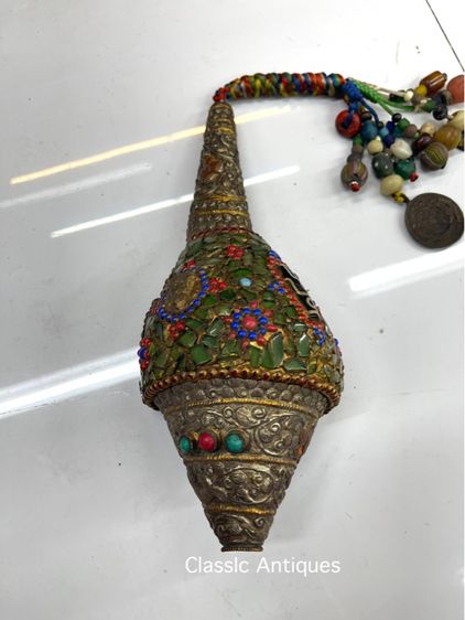 หอยสังข์  เวียนขวา ประดับหิน หุ้มกะไหล่เงิน รูปที่ 6