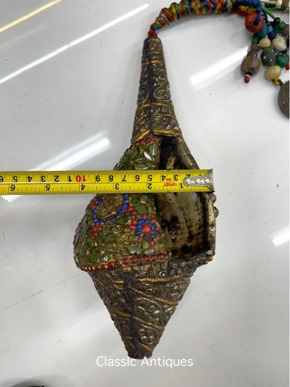 หอยสังข์  เวียนขวา ประดับหิน หุ้มกะไหล่เงิน รูปที่ 12