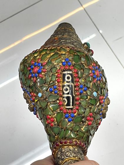 หอยสังข์  เวียนขวา ประดับหิน หุ้มกะไหล่เงิน รูปที่ 9