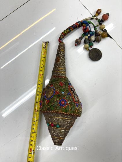 หอยสังข์  เวียนขวา ประดับหิน หุ้มกะไหล่เงิน รูปที่ 13