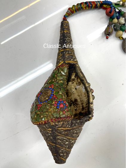 หอยสังข์  เวียนขวา ประดับหิน หุ้มกะไหล่เงิน รูปที่ 4