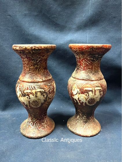 แจกันหิน แกะสลัก รถม้า สะสมA3