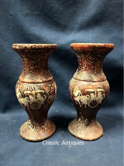 แจกันหิน แกะสลัก รถม้า สะสมA3 รูปที่ 2