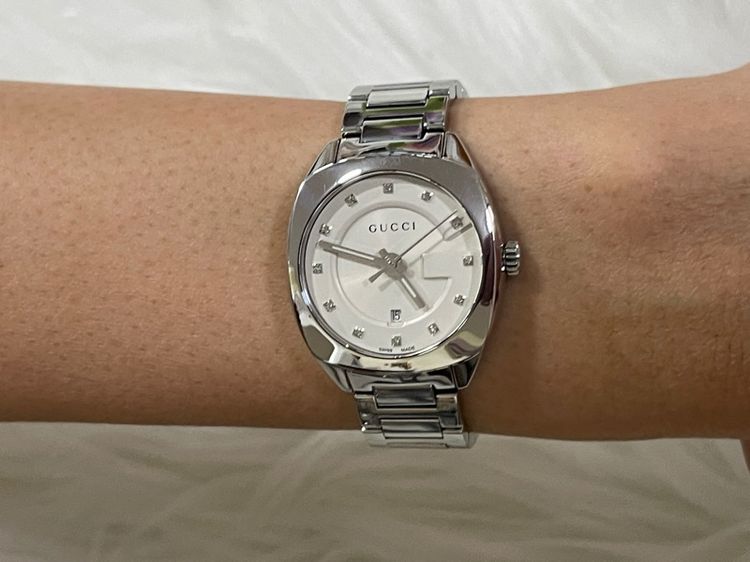 GUCCI GG2570 G Frame 29 mm Diamond Stainless Steel Black Dial YA142504 รูปที่ 15
