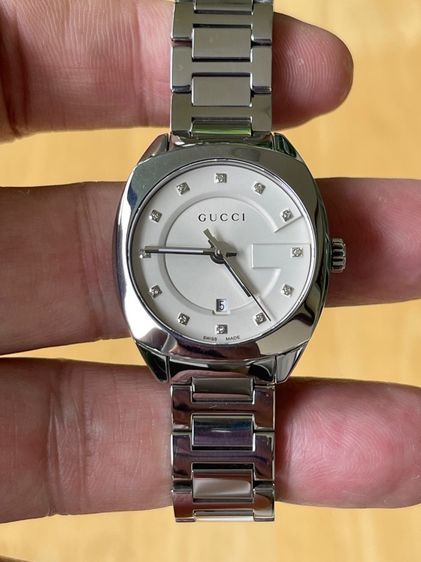 GUCCI GG2570 G Frame 29 mm Diamond Stainless Steel Black Dial YA142504 รูปที่ 7