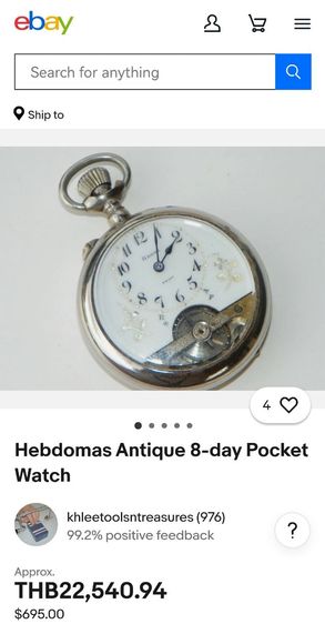 นาฬิกาพก​ Vintage​ Hebdomas 8 Jours​ ไขลาน​ แปดวันสมบูรณ์หายากมาก ราคาแบ่งปันครับ รูปที่ 11