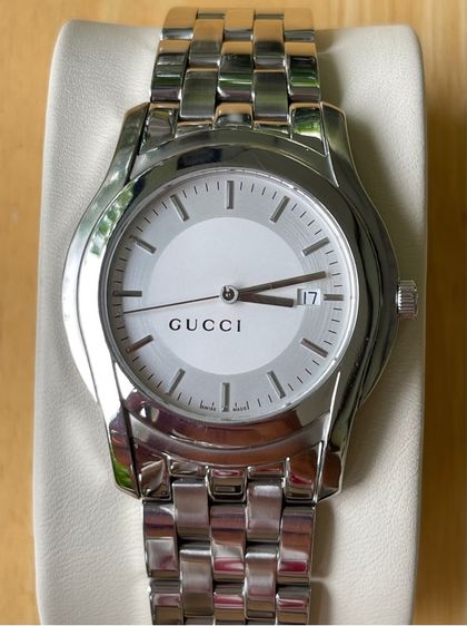 เงิน GUCCI 5500XL 38 mm Silver Dial Swiss Quartz Steel Men’s Watch YA005212