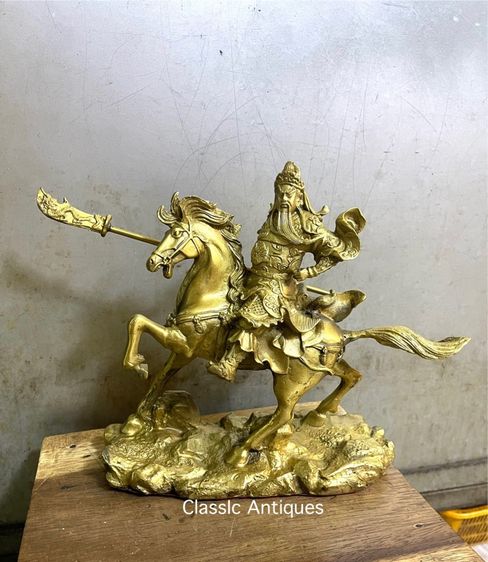 เทพเจ้ากวนอู ขี่ม้า ทองเหลือง รูปที่ 2