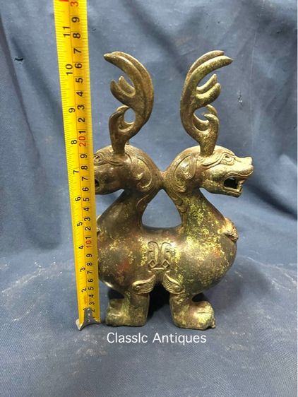 รูปปั้น กิเลน สองหัว ทองเหลืองสะสม รูปที่ 15