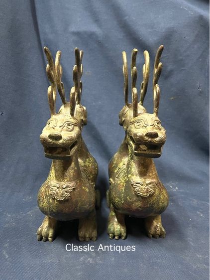 รูปปั้น กิเลน สองหัว ทองเหลืองสะสม รูปที่ 5