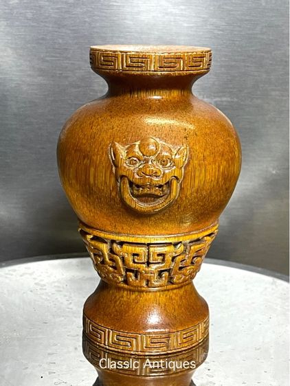 แจกัน หัวสิงห์ งานแกะสลักสะสม รูปที่ 7