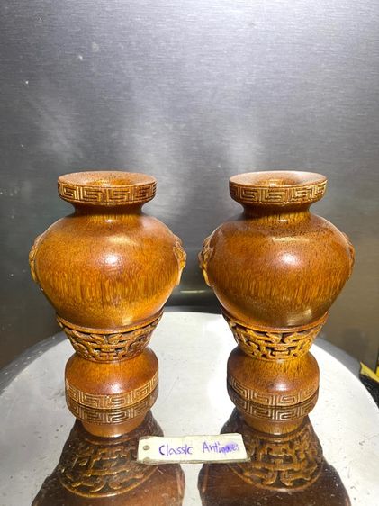 แจกัน หัวสิงห์ งานแกะสลักสะสม รูปที่ 2