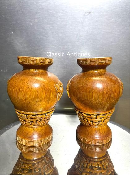 แจกัน หัวสิงห์ งานแกะสลักสะสม รูปที่ 3