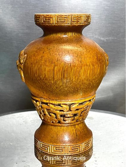 แจกัน หัวสิงห์ งานแกะสลักสะสม รูปที่ 8