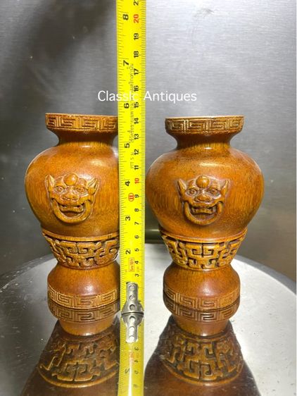 แจกัน หัวสิงห์ งานแกะสลักสะสม รูปที่ 15