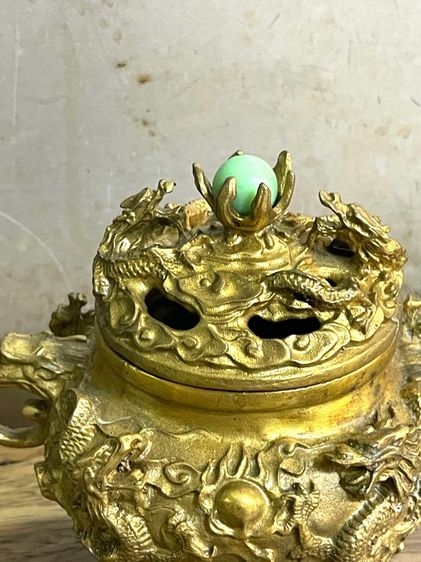 กระถาง กำยาน มังกร ทองเหลืองสะสม รูปที่ 5