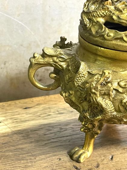 กระถาง กำยาน มังกร ทองเหลืองสะสม รูปที่ 6