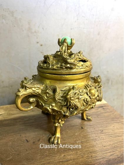 กระถาง กำยาน มังกร ทองเหลืองสะสม รูปที่ 7