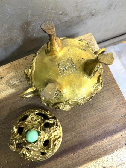 กระถาง กำยาน มังกร ทองเหลืองสะสม รูปที่ 13