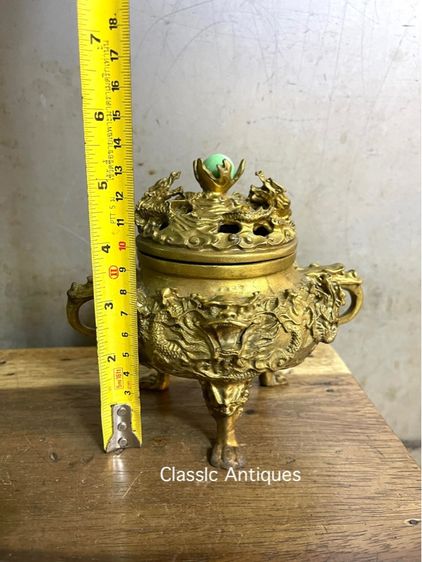 กระถาง กำยาน มังกร ทองเหลืองสะสม รูปที่ 17