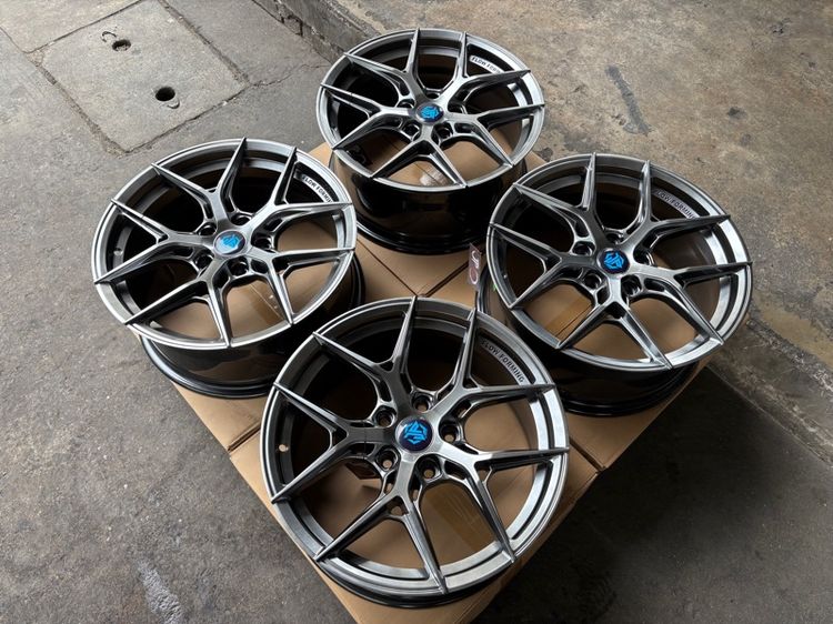 ล้อแม็กมือ1 ขอบ17 ก้านY 5รู114 กว้าง7.5 ออฟ35 สีไฮเปอร์แบล็ค ล้อเบา FLOW FORMING งานJP งานสวยมากๆ รูปที่ 2