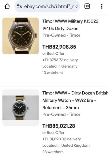 นาฬิกาทหารวินเทจ Vintage Timor Dirty​ Dozen​ WWII Military Watch ไขลาน ตัวจบแนวทหาร ราคาแบ่งปันครับ รูปที่ 13
