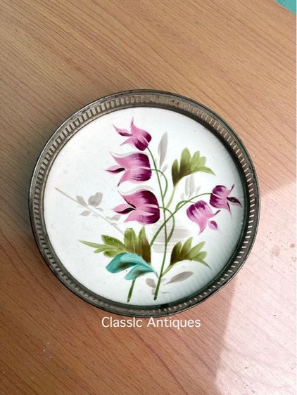 ถาดกระเบื้อง ดอกไม้ ยุค ร.5 โบราณเก่าสะสมA2 รูปที่ 2