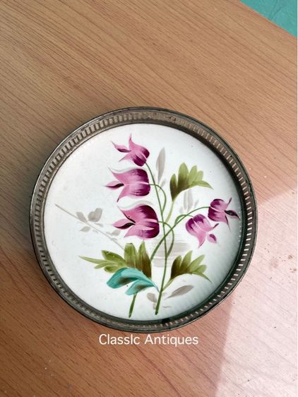 ถาดกระเบื้อง ดอกไม้ ยุค ร.5 โบราณเก่าสะสมA2