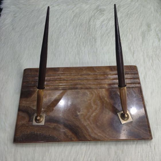 อื่นๆ ปากกาหัวแร้งโบราณ Sheaffer s หัวทองคำ 14K พร้อมแท่นเสียบหินอาเกตยุคปี 70-80 สภาพสมบูรณ์