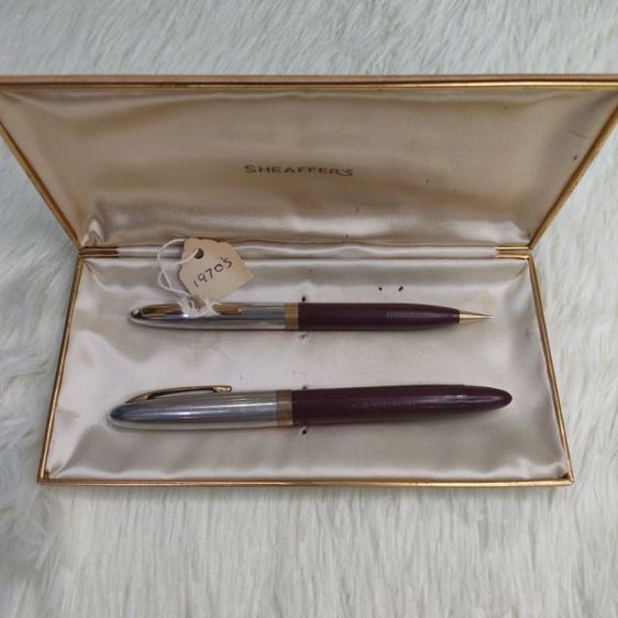 อื่นๆ ชุดดินสอ ปากกาหมึก หัวแร้ง แบรนด์ Sheaffer's White dot fountain pen pencil พร้อมกล่องเดิมยุค 70s  สภาพพร้อมใช้ 