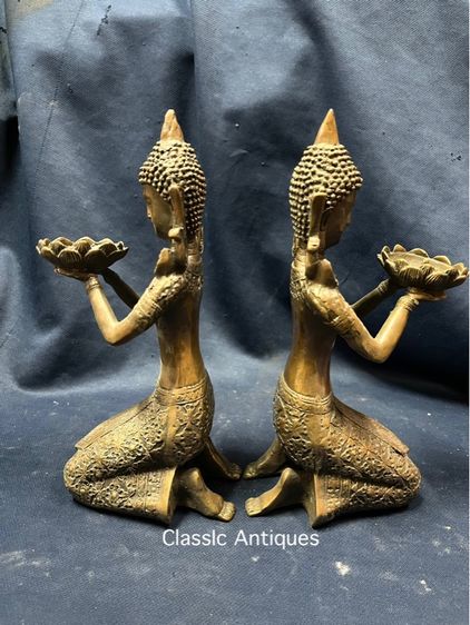 เชิงเทียน เทพถือดอกบัว ทองเหลืองสะสมA2 รูปที่ 5