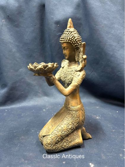 เชิงเทียน เทพถือดอกบัว ทองเหลืองสะสมA2 รูปที่ 9