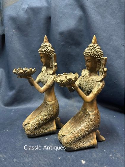 เชิงเทียน เทพถือดอกบัว ทองเหลืองสะสมA2 รูปที่ 6