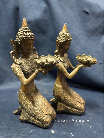 เชิงเทียน เทพถือดอกบัว ทองเหลืองสะสมA2 รูปที่ 7