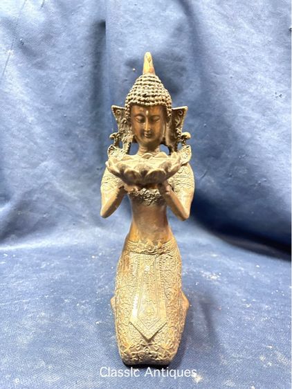 เชิงเทียน เทพถือดอกบัว ทองเหลืองสะสมA2 รูปที่ 8