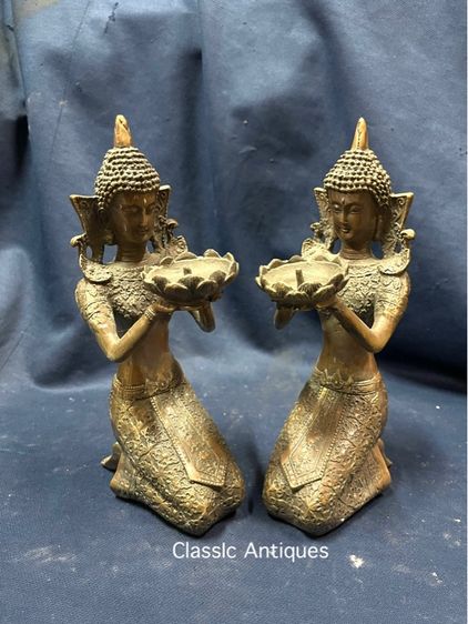 เชิงเทียน เทพถือดอกบัว ทองเหลืองสะสมA2 รูปที่ 2