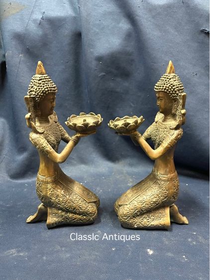 เชิงเทียน เทพถือดอกบัว ทองเหลืองสะสมA2 รูปที่ 3