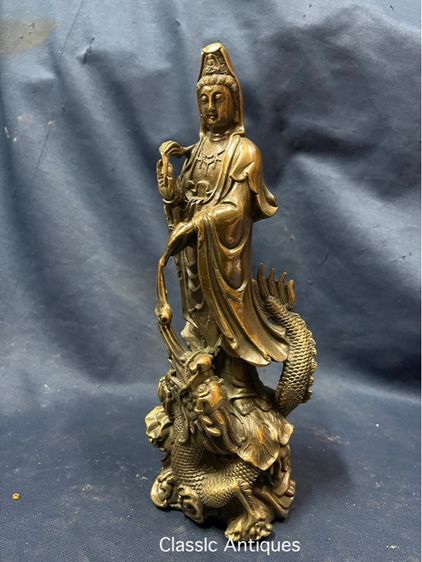 เจ้าแม่กวนอิม ขี่มังกร ทองเหลืองสะสมA20 รูปที่ 9