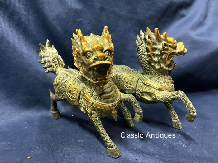 กิเลน คู่ทองเหลือง ขนาดใหญ่สะสม รูปที่ 6