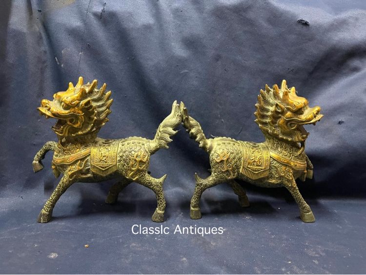 กิเลน คู่ทองเหลือง ขนาดใหญ่สะสม รูปที่ 4