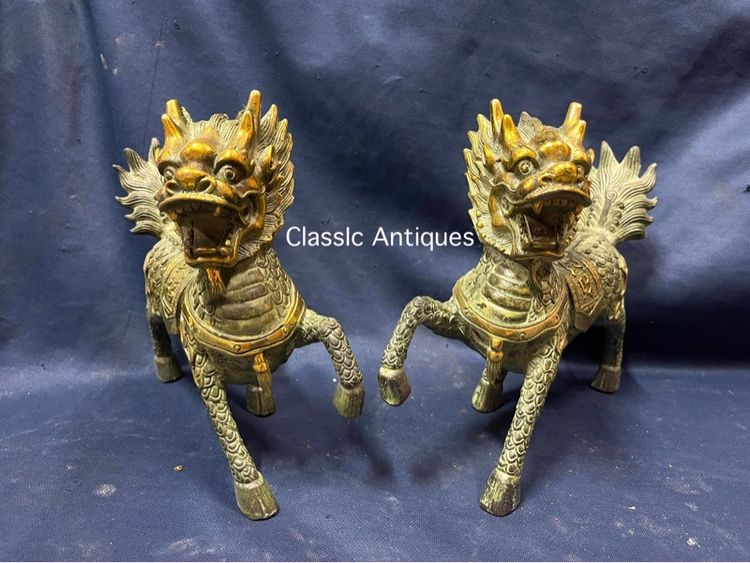 กิเลน คู่ทองเหลือง ขนาดใหญ่สะสม รูปที่ 2