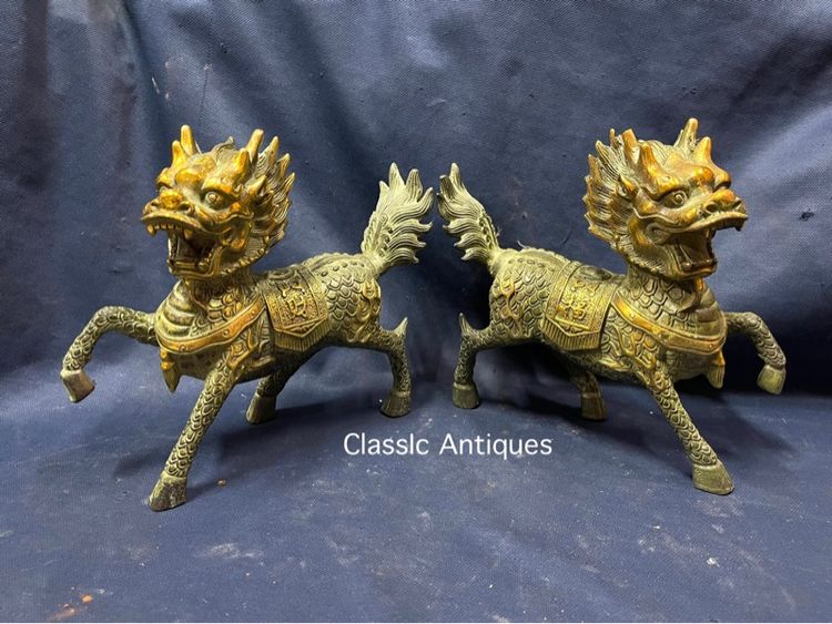 กิเลน คู่ทองเหลือง ขนาดใหญ่สะสม รูปที่ 3