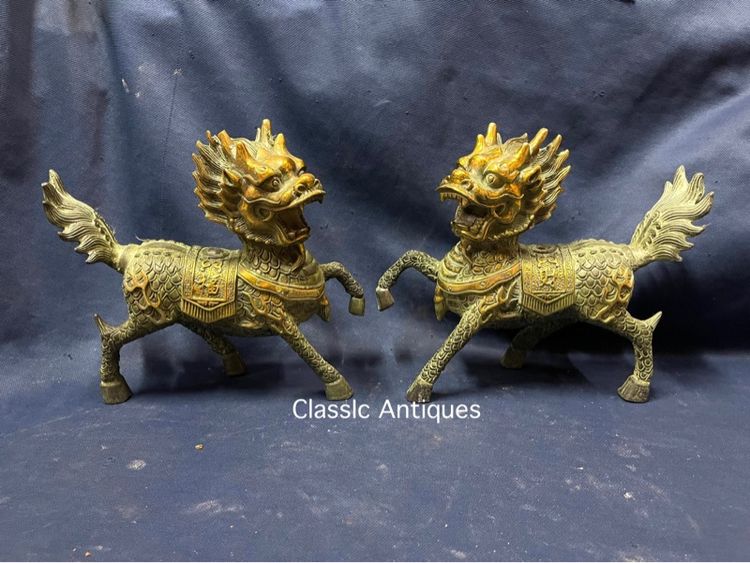 กิเลน คู่ทองเหลือง ขนาดใหญ่สะสม